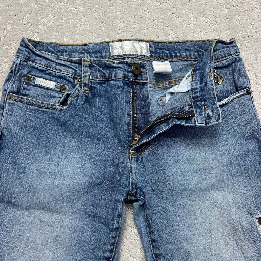 Baby Phat Bootcut Jeans Womens Size 11 (29x31) Blue Embroidered Cat Logo‎ Y2K